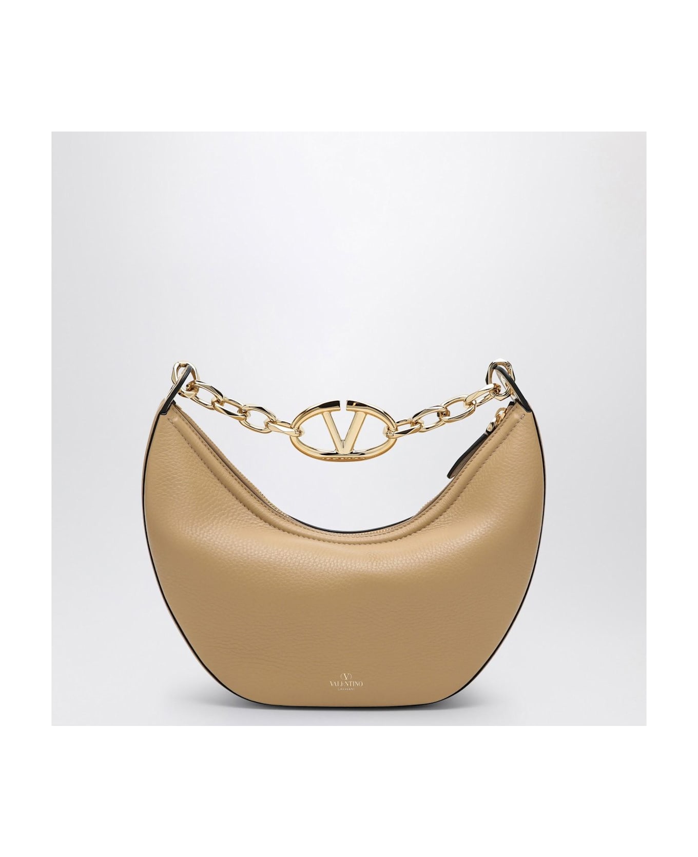 Valentino Garavani Vlogo Moon Cappuccino-coloured Small Hobo Bag