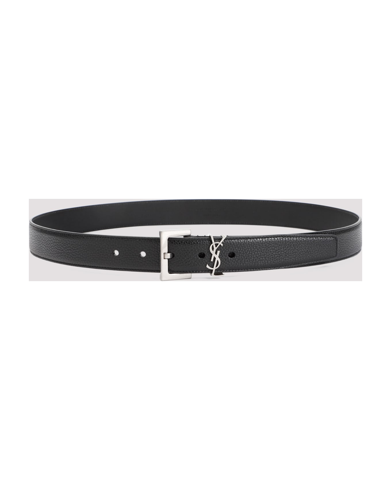 Saint Laurent Grained Calf Leather Belt - Nero