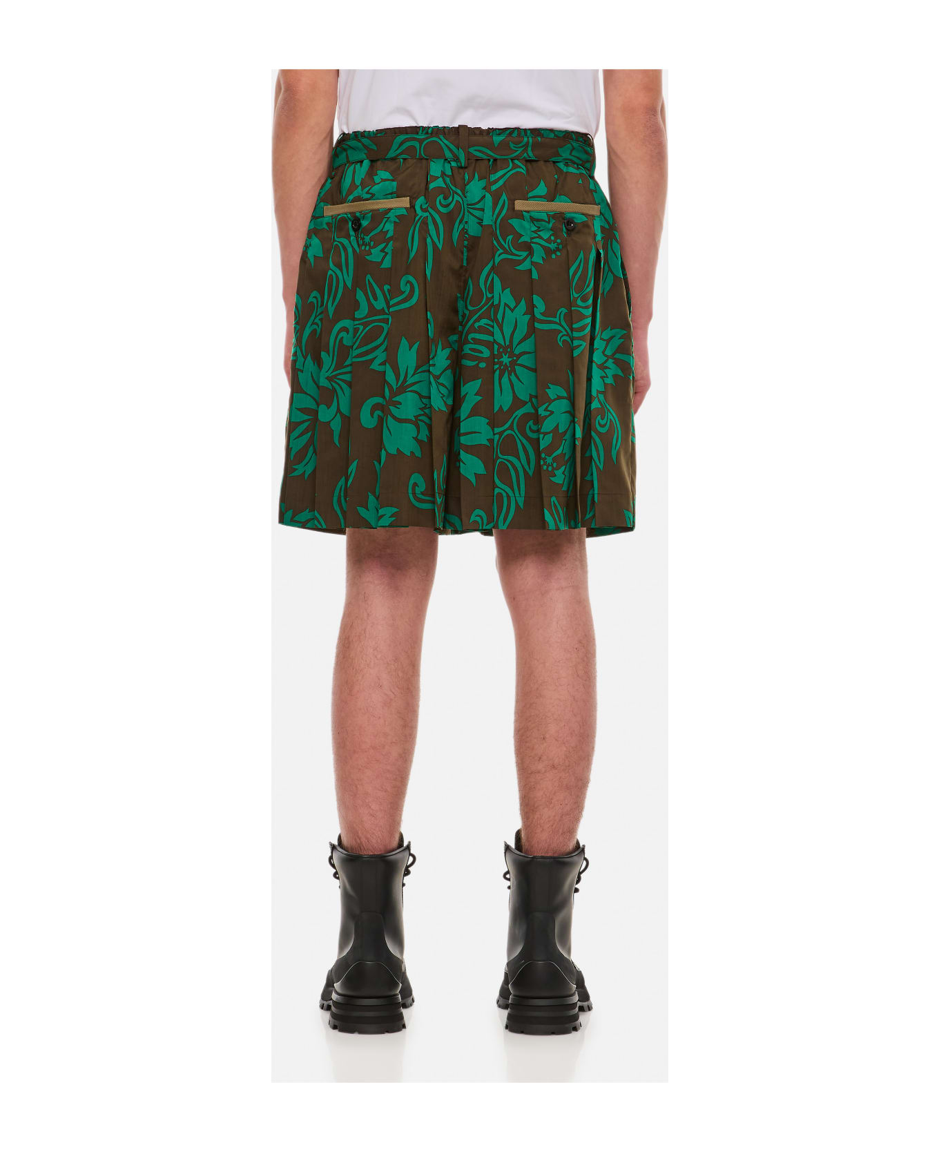 Sacai Floral Print Shorts - Green