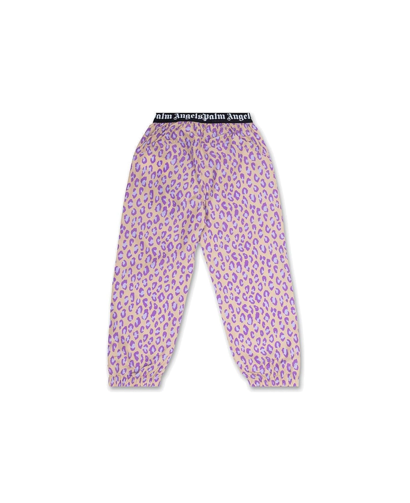 Palm Angels Leopard Printed Stretched Track Pants - NEUTRALS/PURPLE
