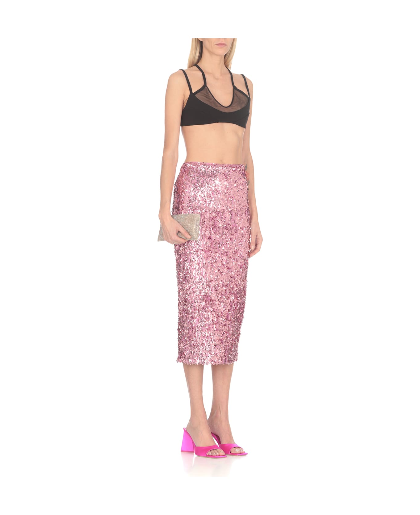 Rotate by Birger Christensen Skirt With Paillettes - Pink