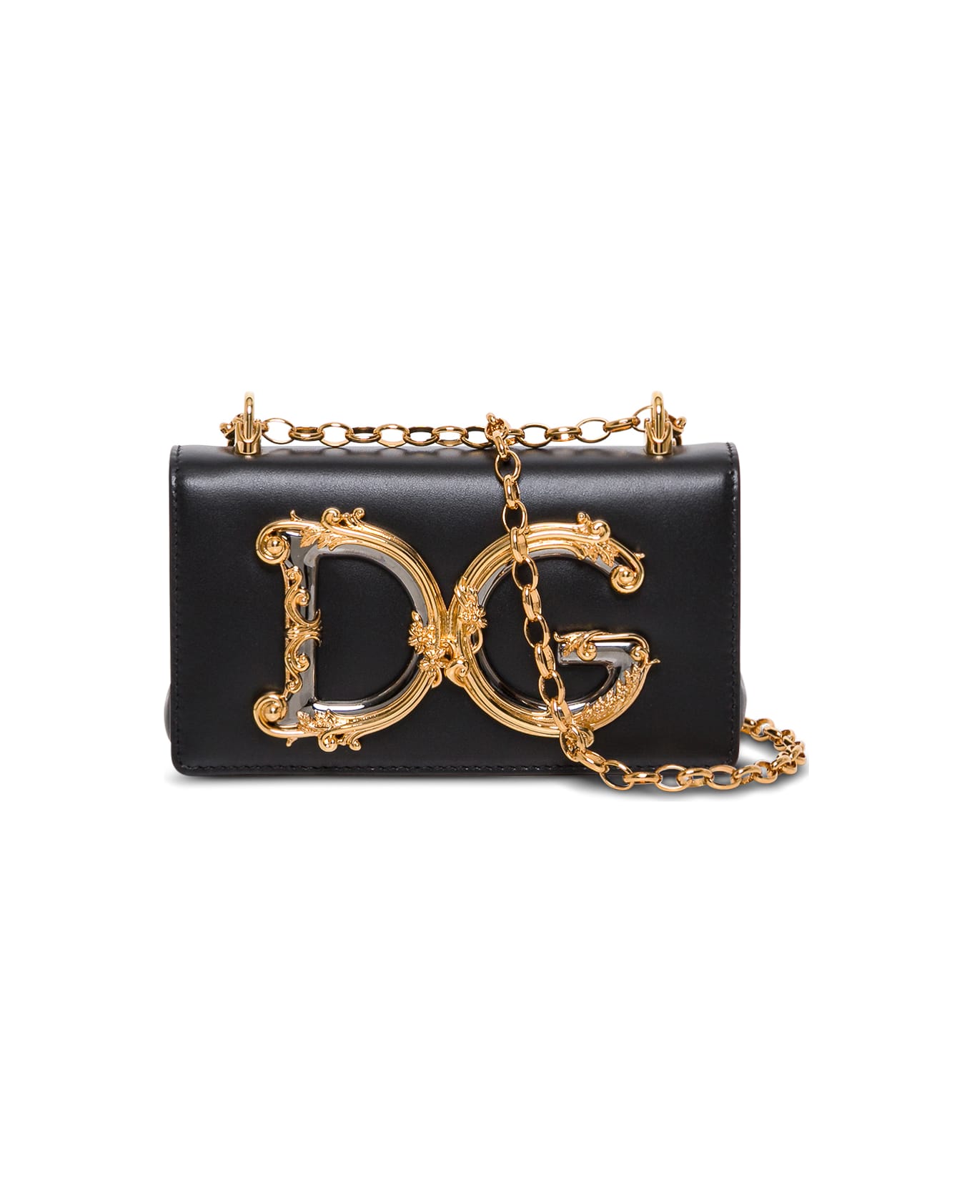 Dolce & Gabbana Mini Black Baroque Shoulder Bag With Monogram Plate Dolce & Gabbana Woman - Black
