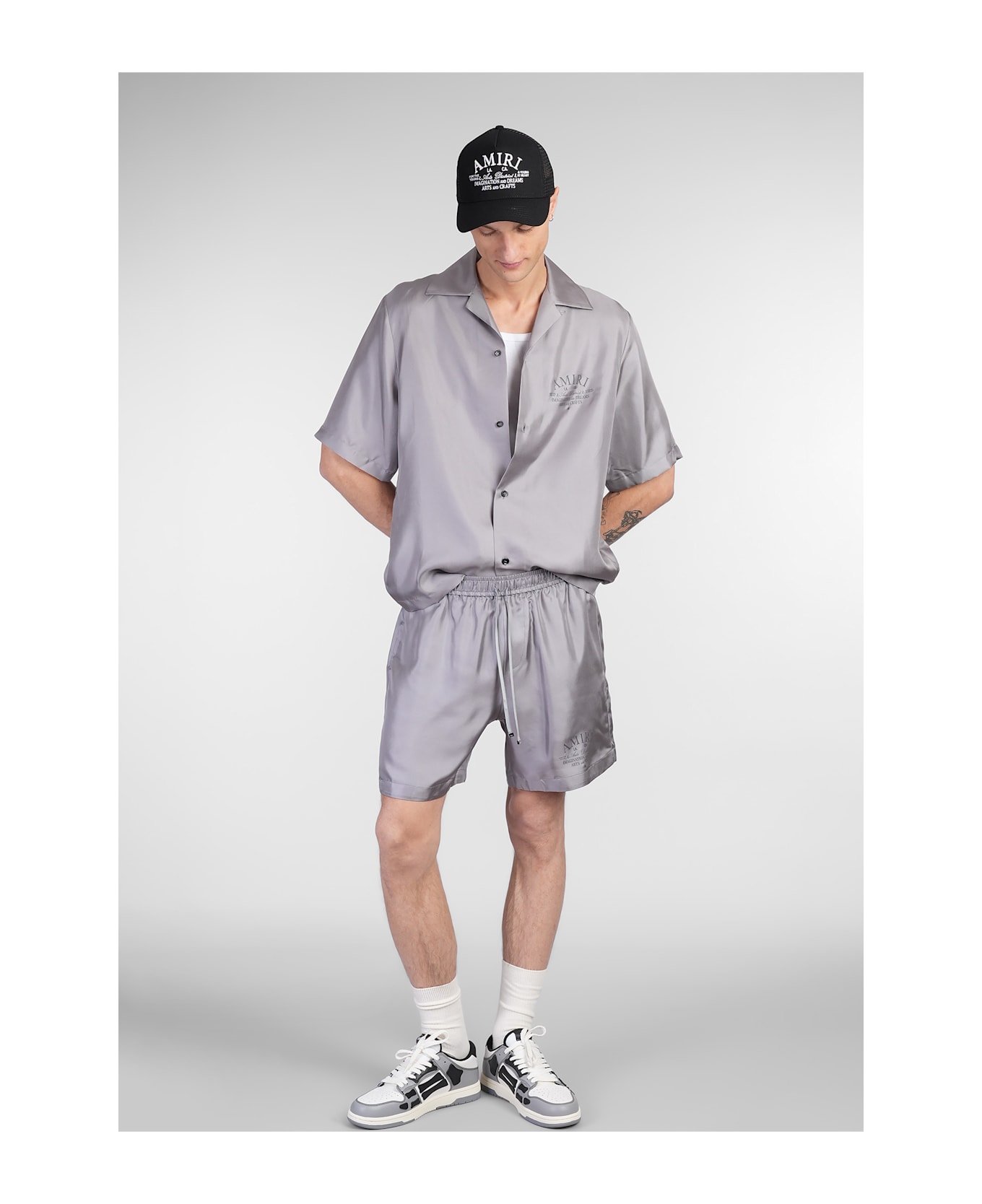 AMIRI Shorts In Grey Silk - grey