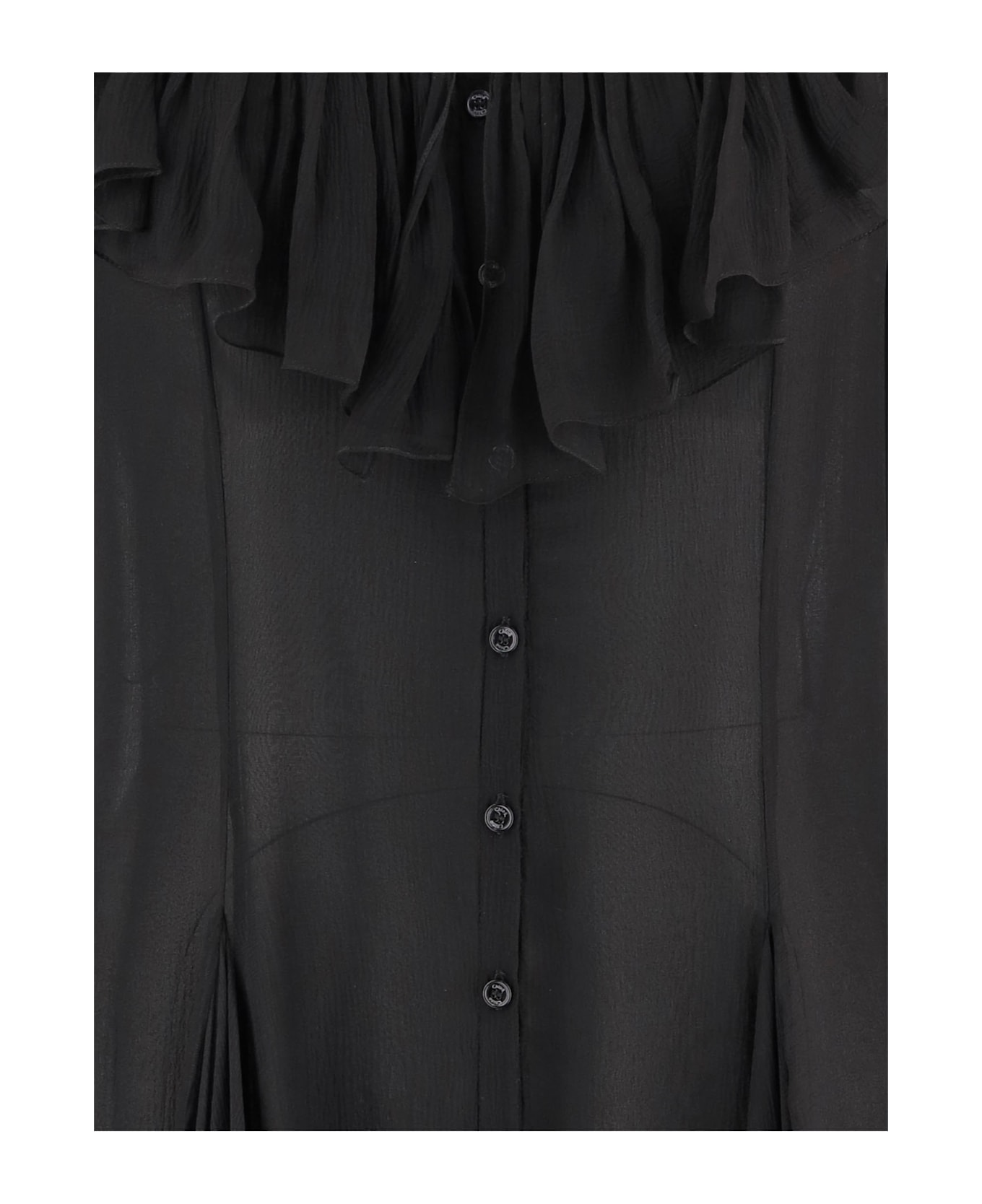 Chloé Flared Mini Dress In Silk Muslin - Black