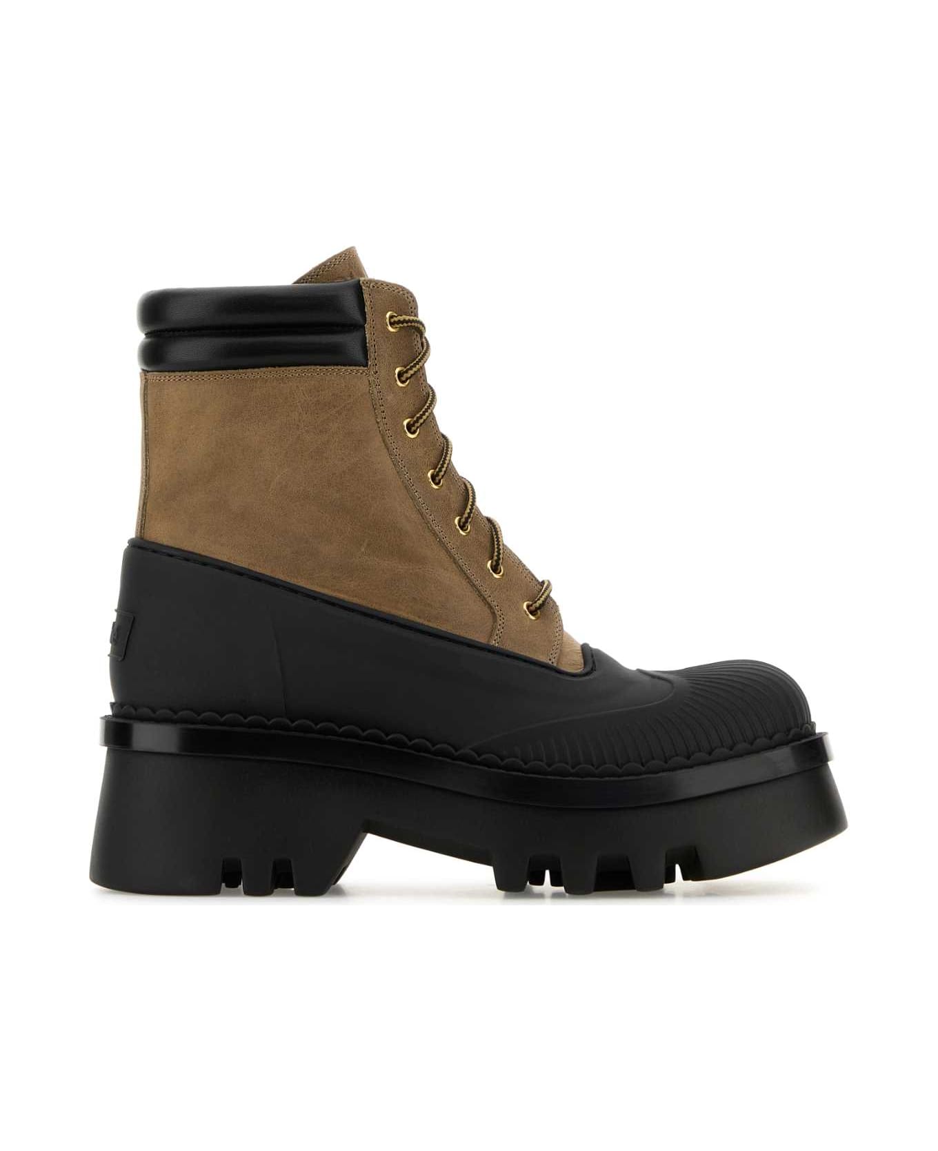 Chloé Two-tone Nabuk And Rubber Phoenix Ankle Boots - DESERTICBROWN