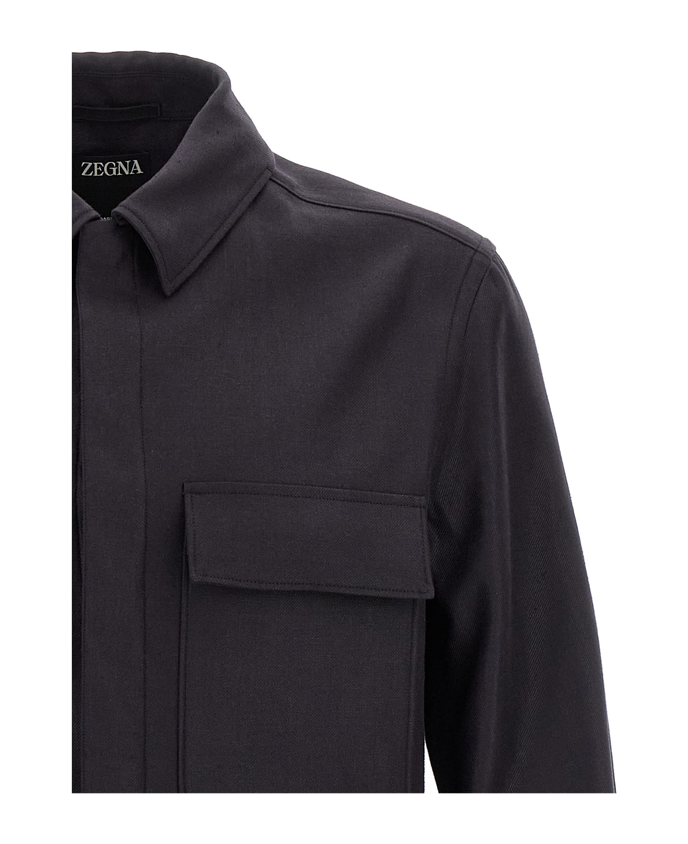 Zegna Oasi Lino Overshirt - Blue