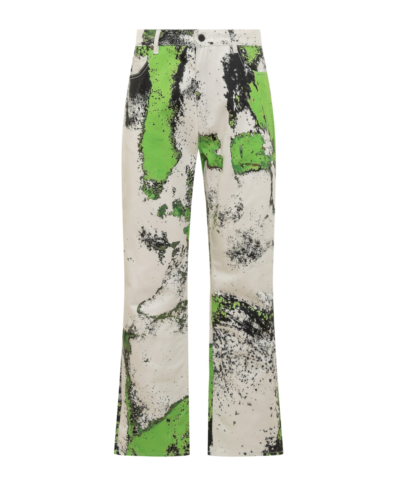 44 Label Group Pants With Corrosive Effect - WHITE-GRUNGE GREEN ボトムス