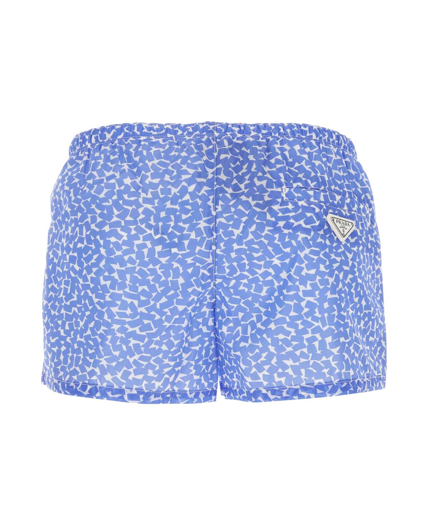 Prada Printed Nylon Swimming Shorts - CELESTE