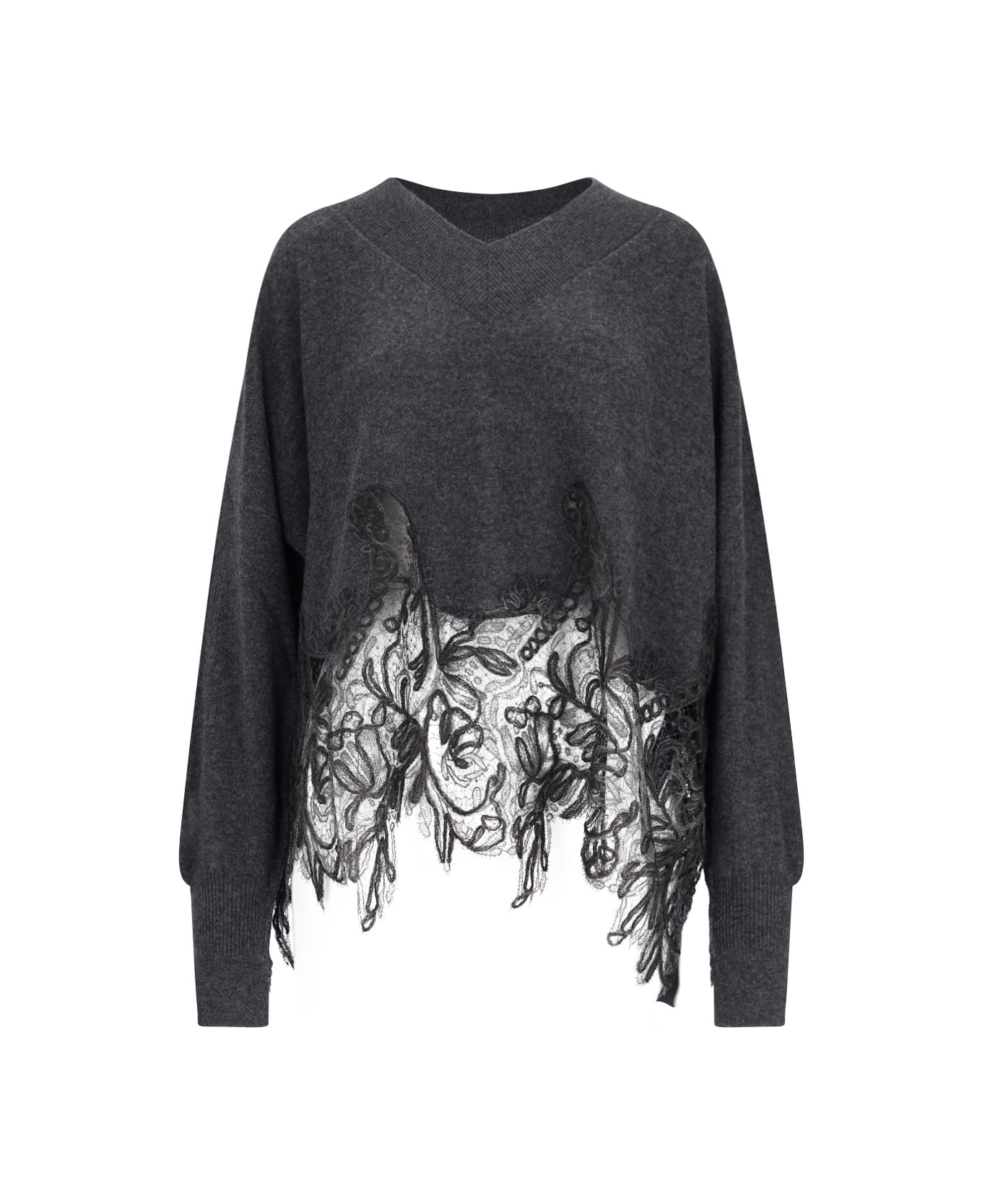 Ermanno Scervino Lace Detail Sweater - Gray