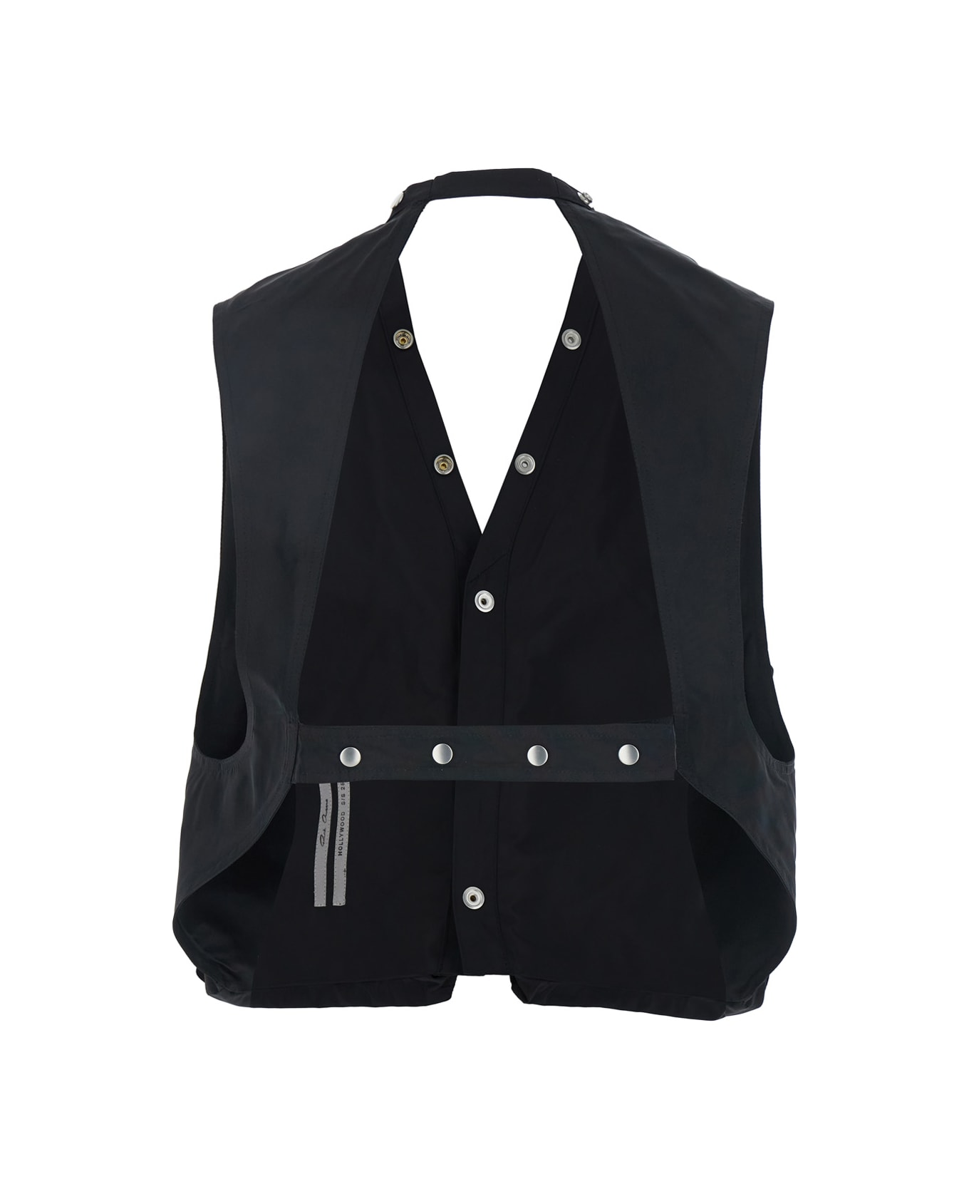 Rick Owens Black Vest With V-neck And Cargo Pockets In Cotton Man - Black
