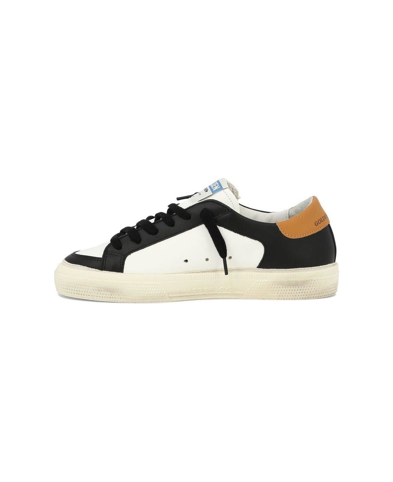 Golden Goose May Star-patch Lace-up Sneakers - White/Black/Orange