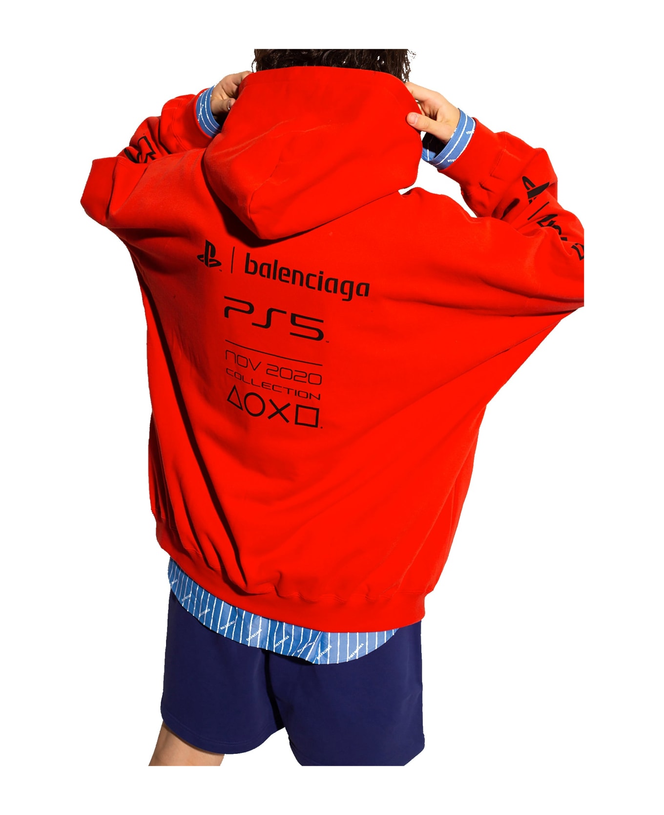 Balenciaga Logo Hooded Sweatshirt - Red フリース