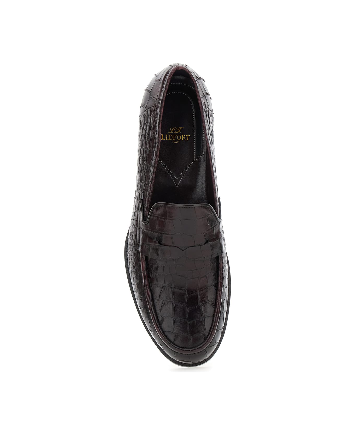 Lidfort 'luisiana' Bordeaux Loafers With Embossed Crocodile Effect In Leather Man - Bordeaux
