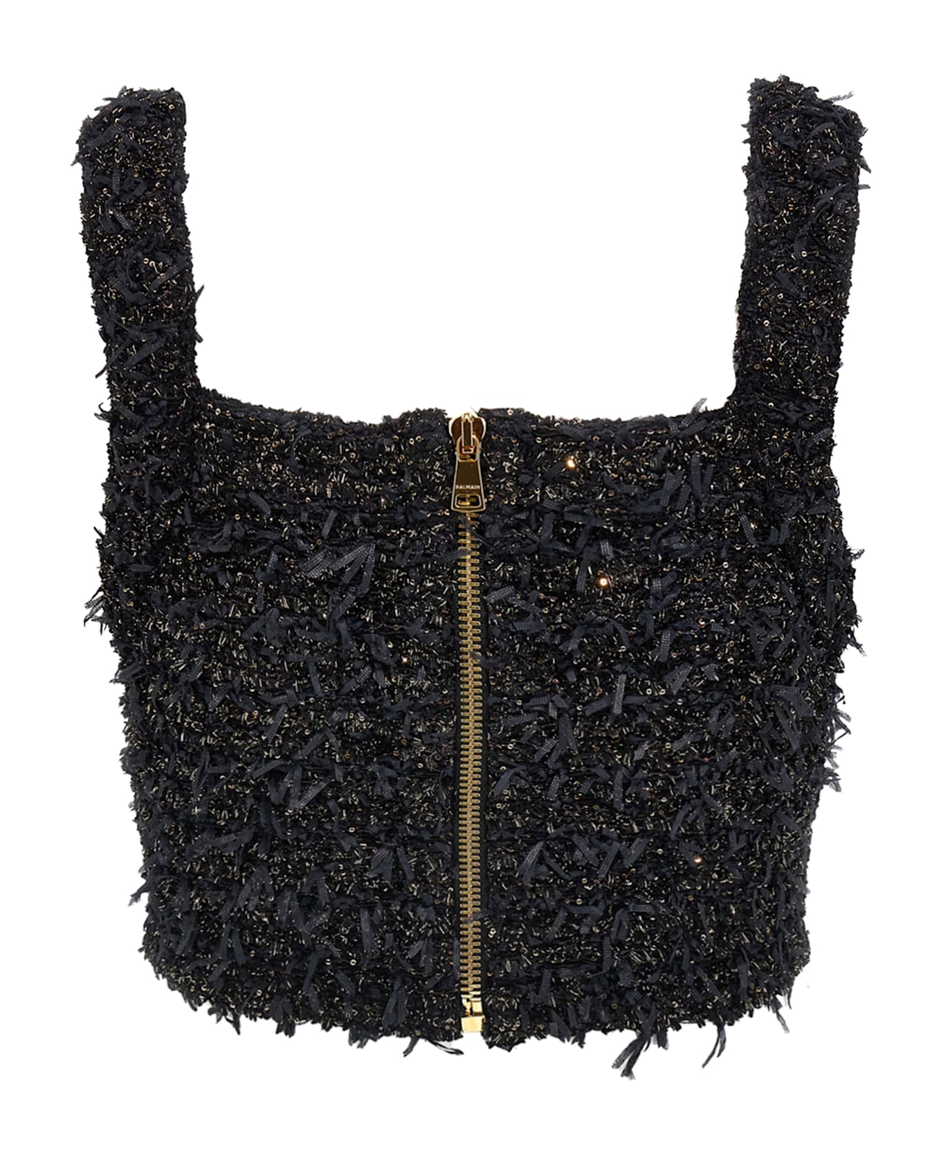 Balmain Lurex Tweed Top - Black