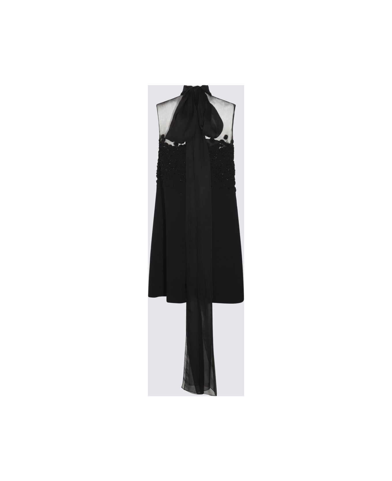 Valentino Black And White Viscose Mini Dress - Black