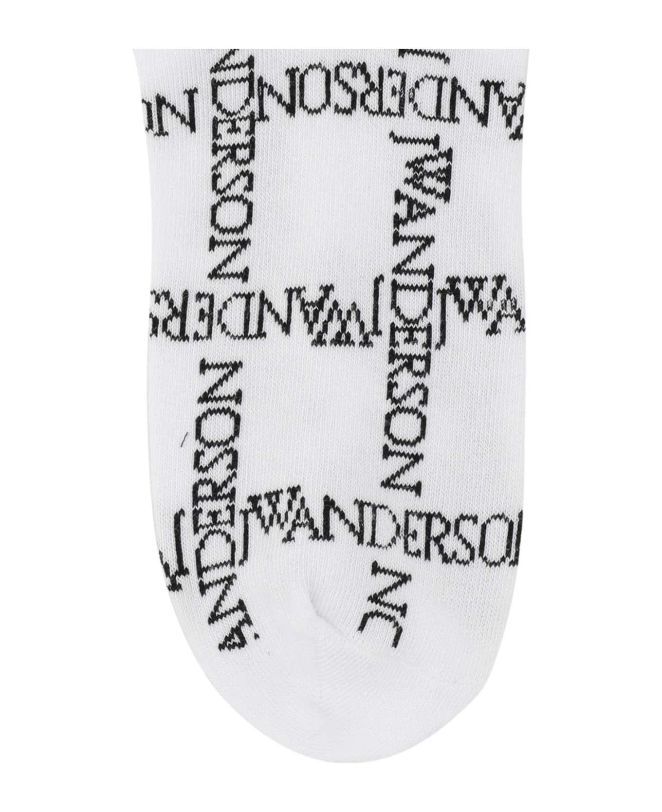 J.W. Anderson Embroidered Stretch Cotton Blend Socks - WHITEBLACK 靴下