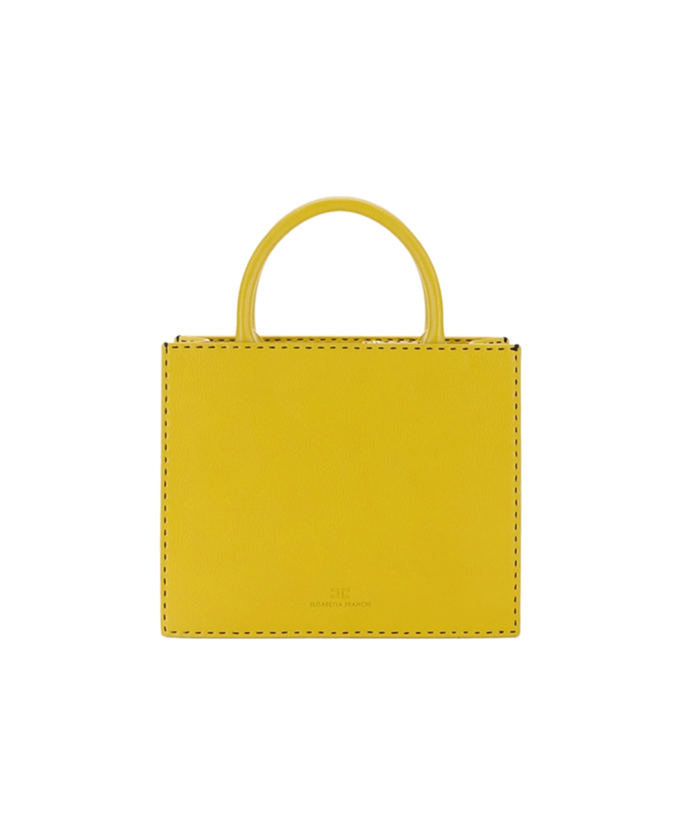 Elisabetta Franchi Contrasted Topstitching Small Tote Bag - Yellow