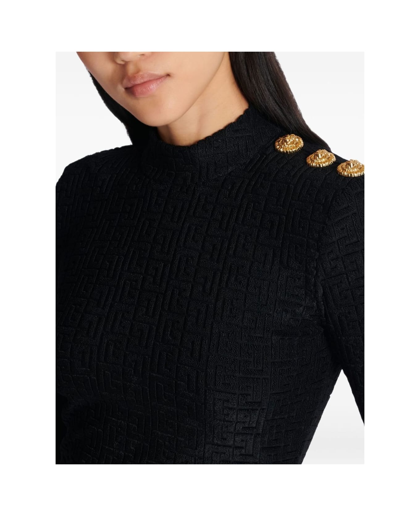 Balmain Monogram High-neck Top - Black