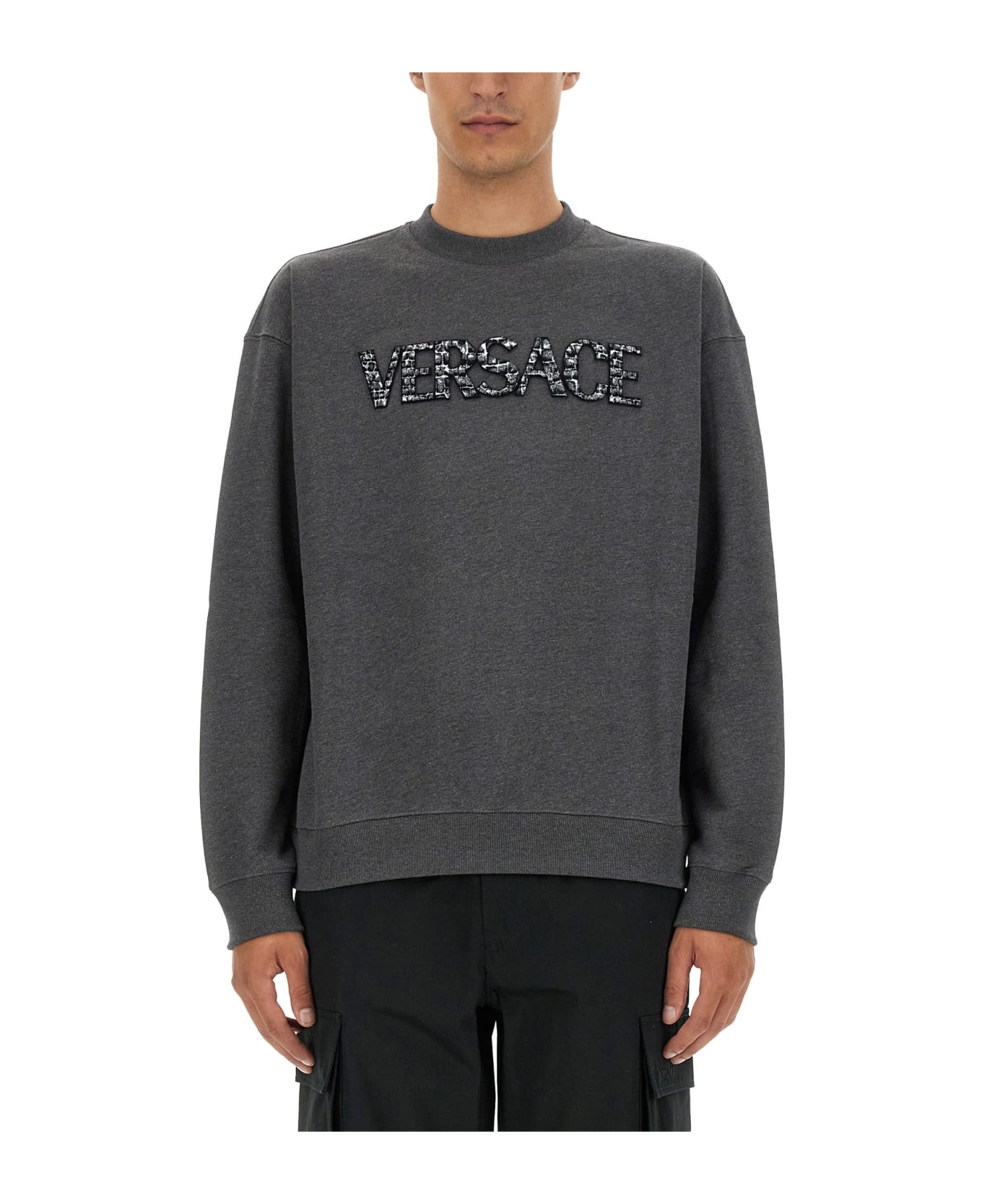 Versace Sweatshirt With Crocodile Logo - GRIGIO フリース