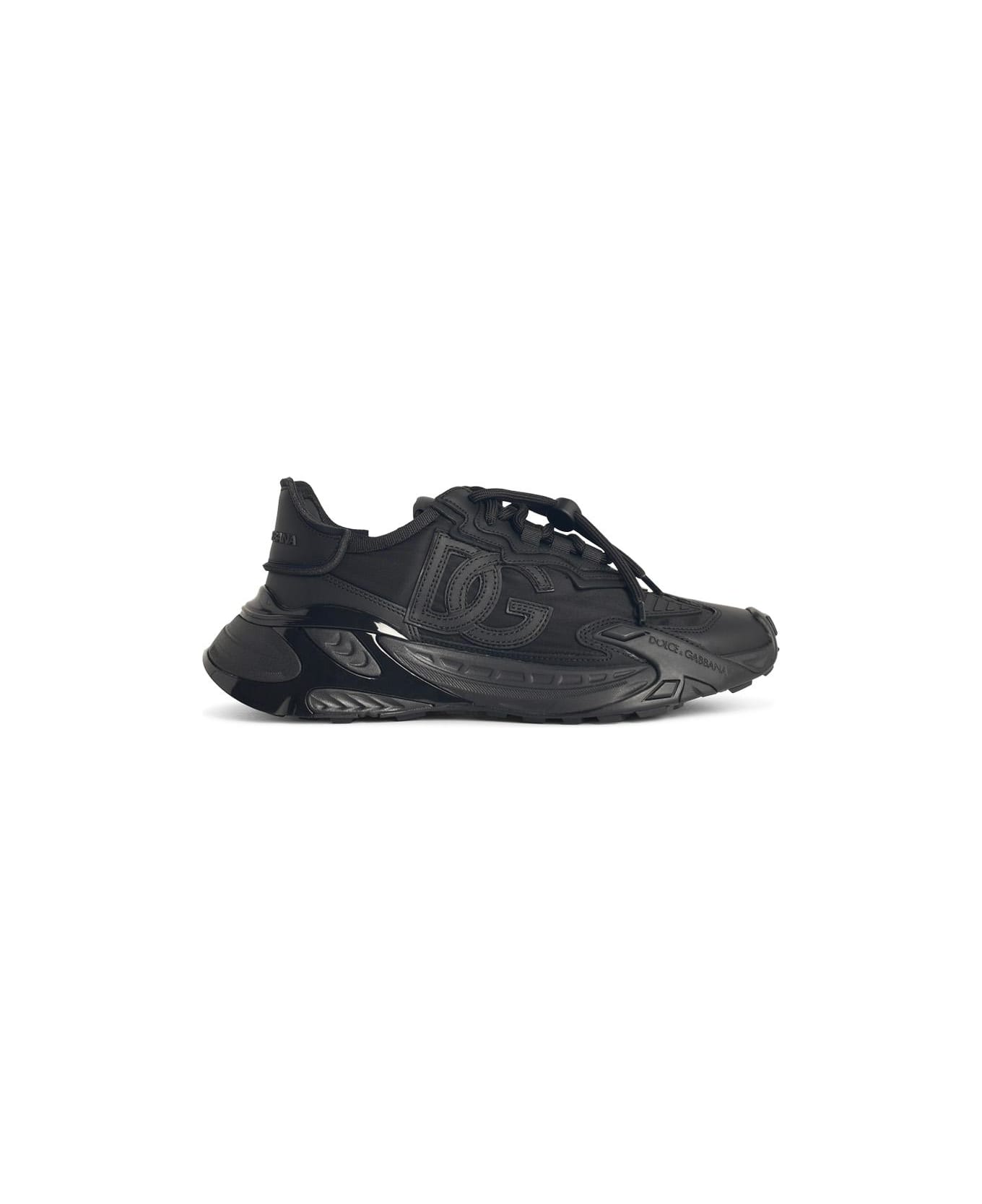 Dolce 
Gabbana 
daymaster
 Black Leather Blend Sneakers - Nero Nero