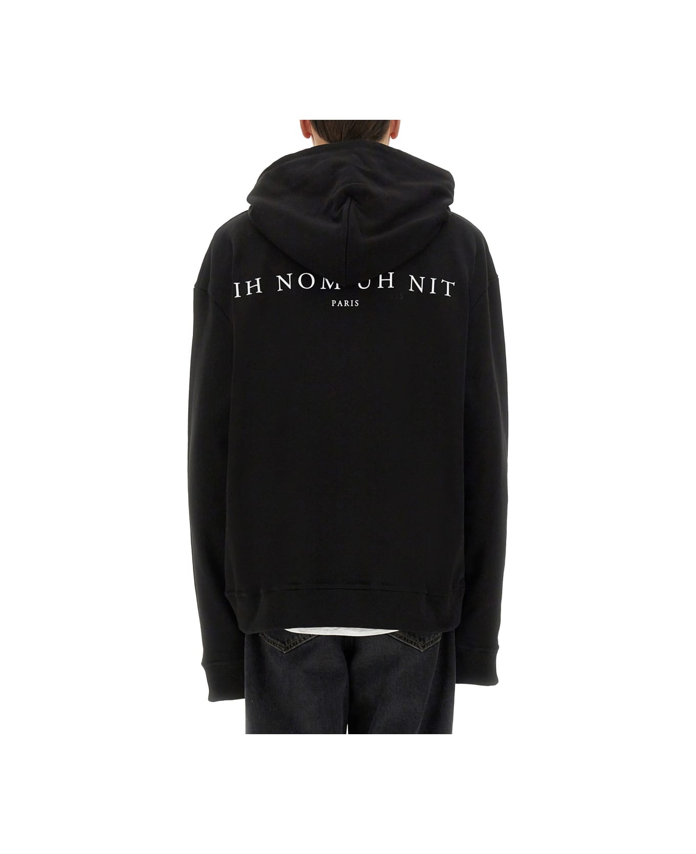 ih nom uh nit Leopard Mask Print Sweatshirt - BLACK