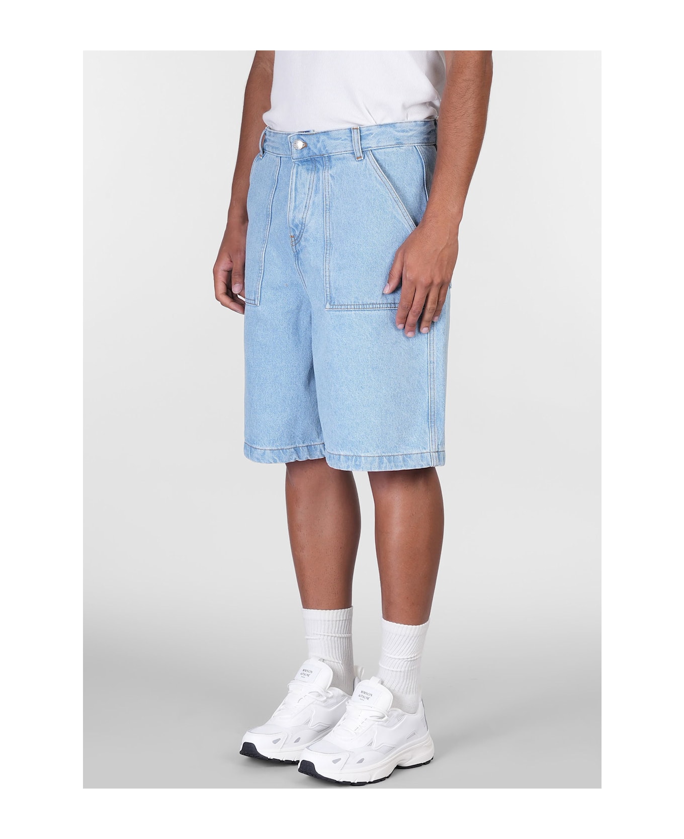 Maison Kitsuné Shorts In Blue Denim - blue