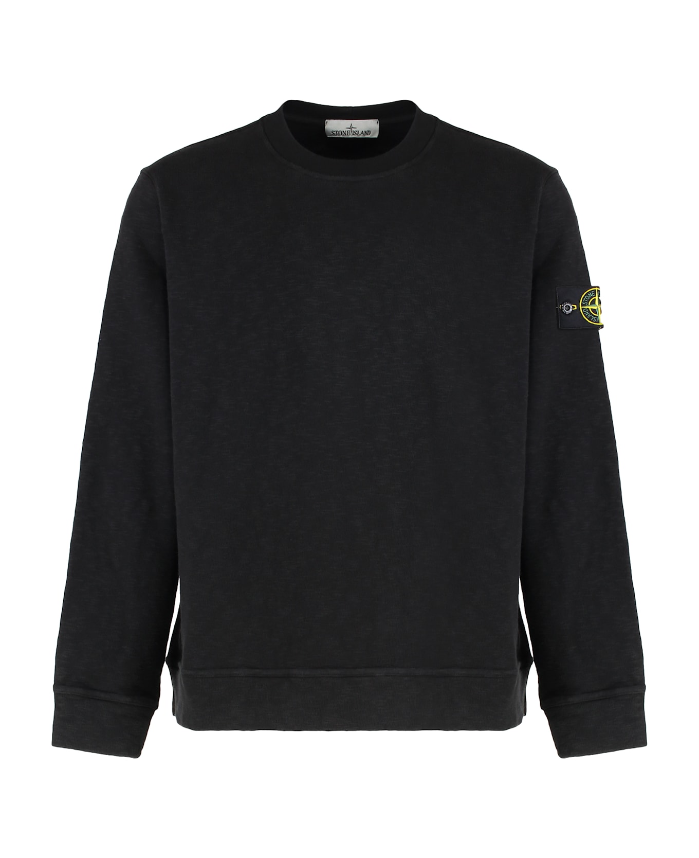 Stone Island Crew Neck Sweatshirt In Cotton Jersey - black
