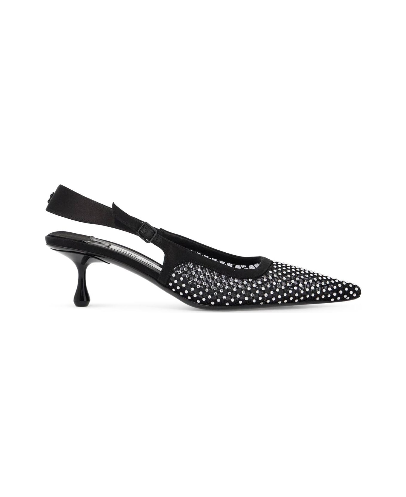 Jimmy Choo 'mesh And Satin Slingback Amel 50 Dã©col - BLACK CRYSTAL (Black)