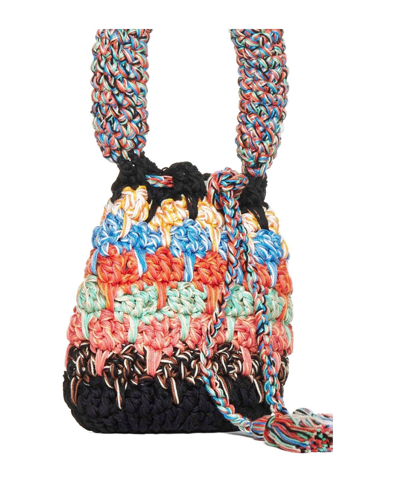 Alanui Crochet Knitted Drawstring Bucket Bag - Black トートバッグ