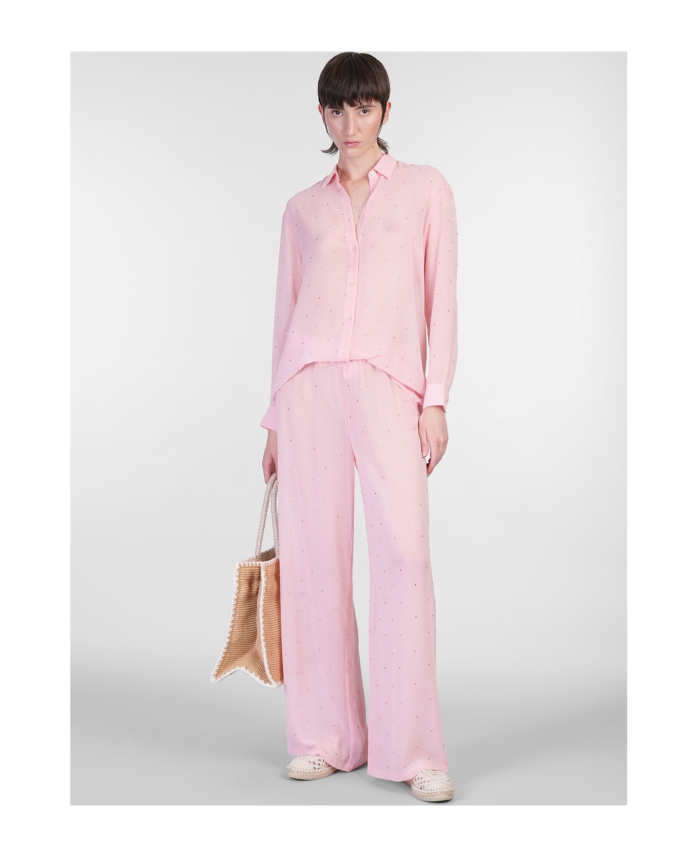 MC2 Saint Barth Brigitte Shirt In Rose-pink Polyester - rose-pink