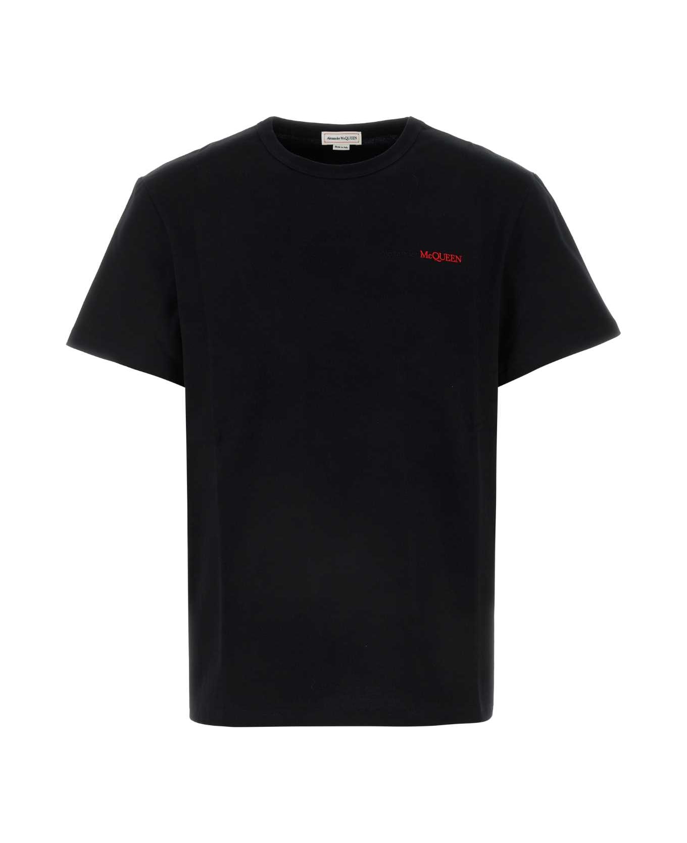 Alexander McQueen Black Cotton T-shirt - BLACKBLACKRED