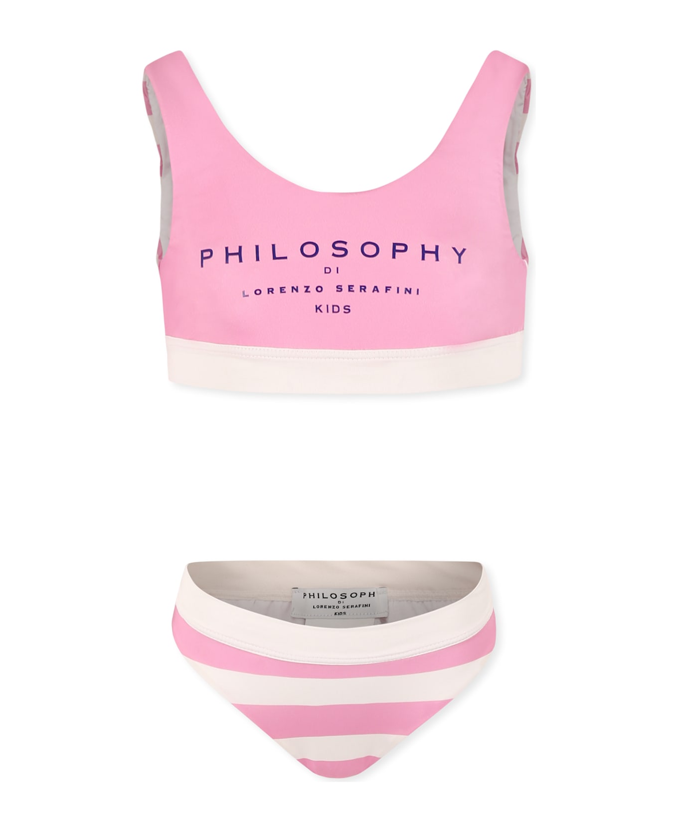 Philosophy di Lorenzo Serafini Kids Pink Bikini For Girl With Logo - Pink