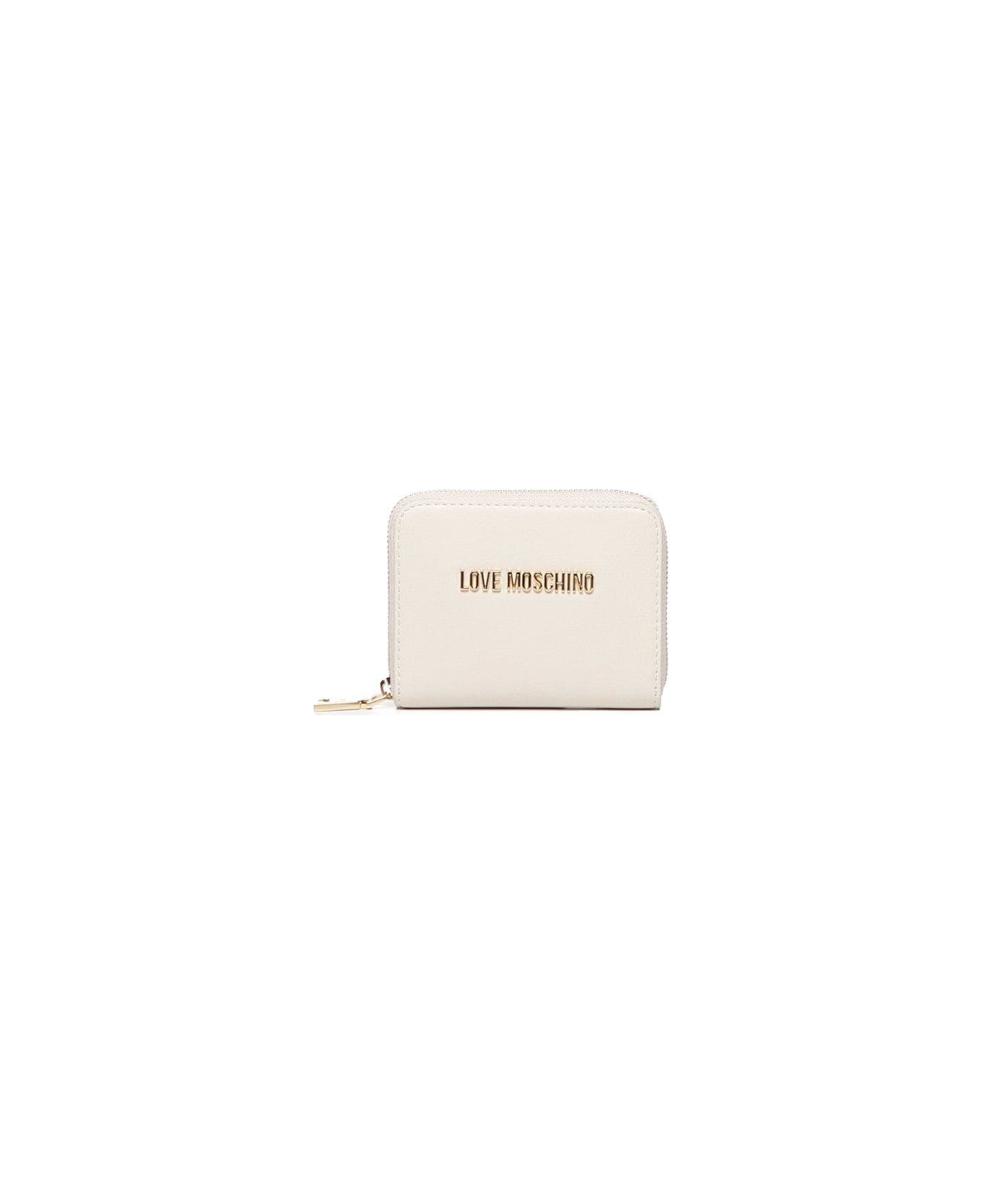 Love Moschino Logo Lettering Zip Around Wallet - Ivory