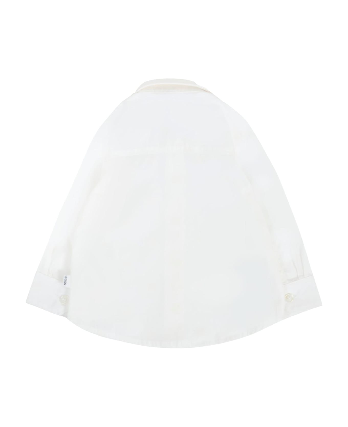 Hugo Boss White Shirt For Baby Boy With Logo - White