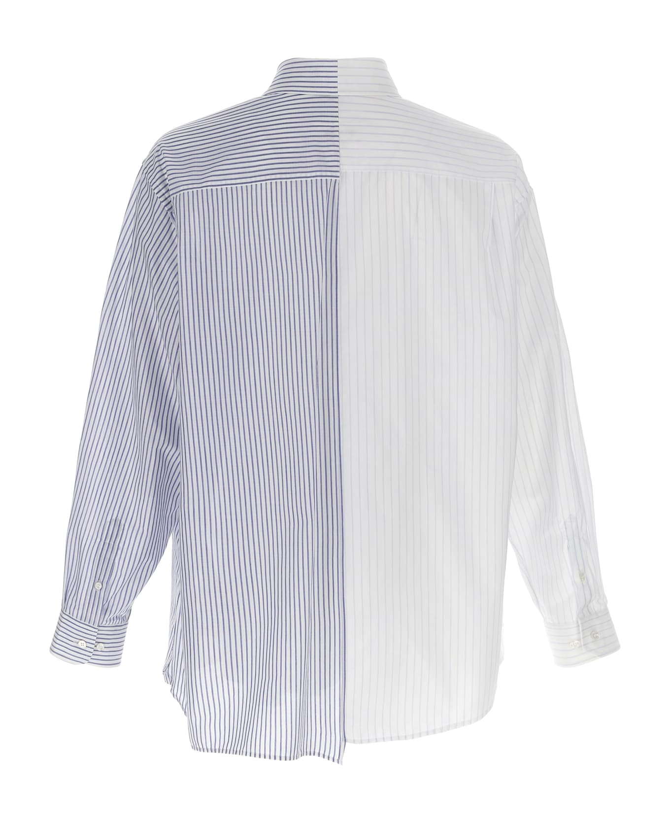 MM6 Maison Margiela Numeric Signature Mm6 Asymmetric Shirt - Stripes White/Beige/Stripes White/Blue