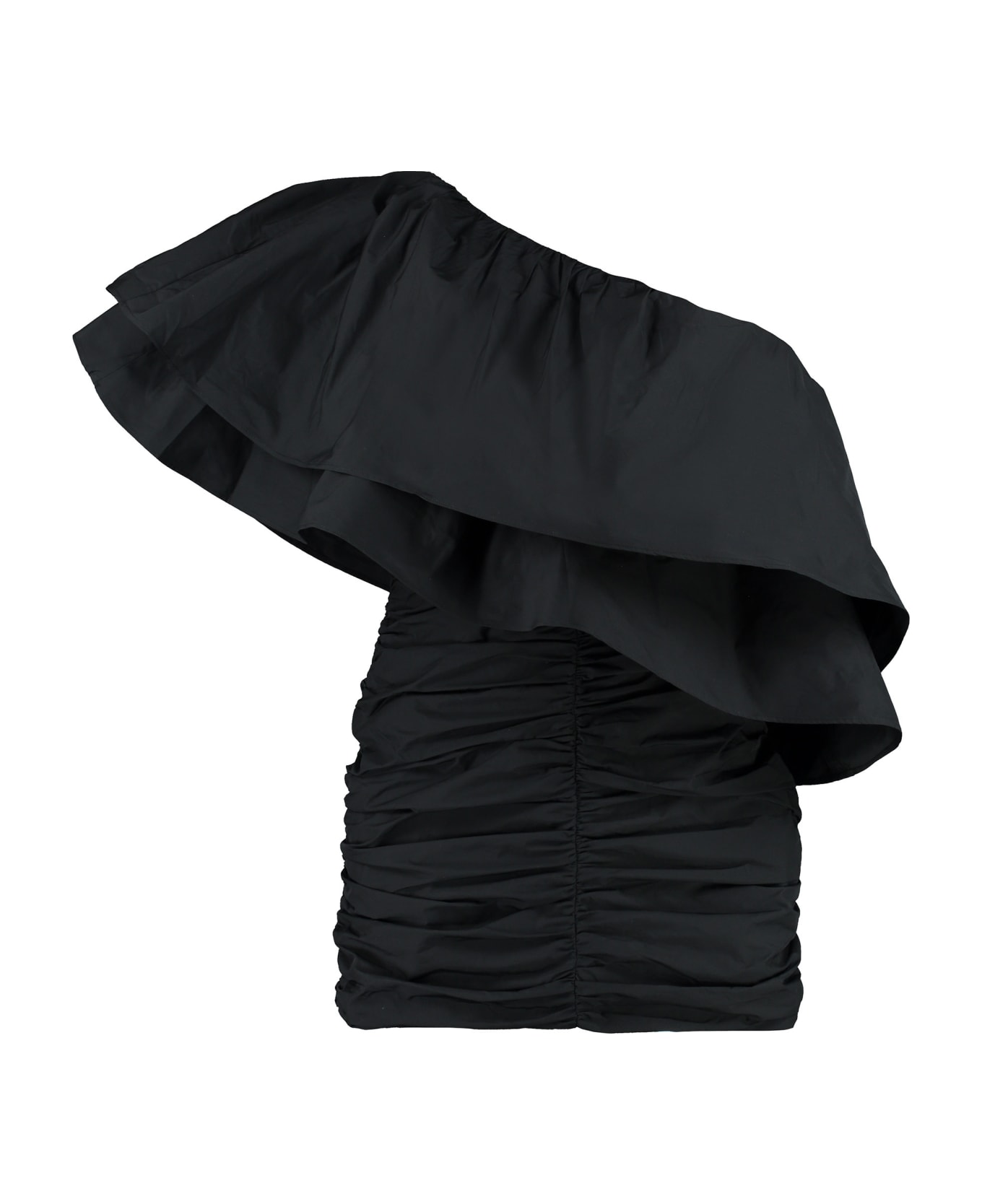 Rotate by Birger Christensen Ruffled One-shoulder Dress - black ワンピース＆ドレス