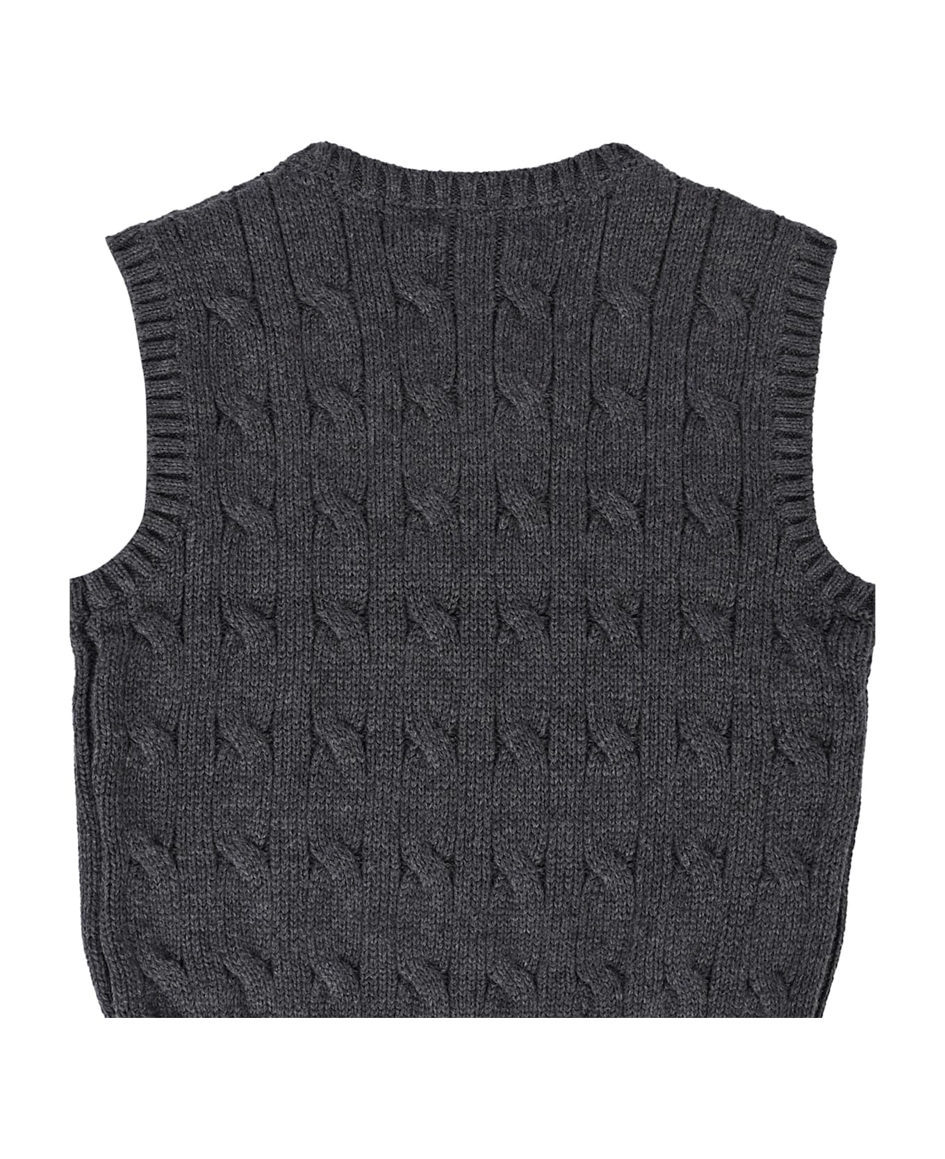 Ralph Lauren Grey Vest Sweater For Baby Boy With Horse - Grey