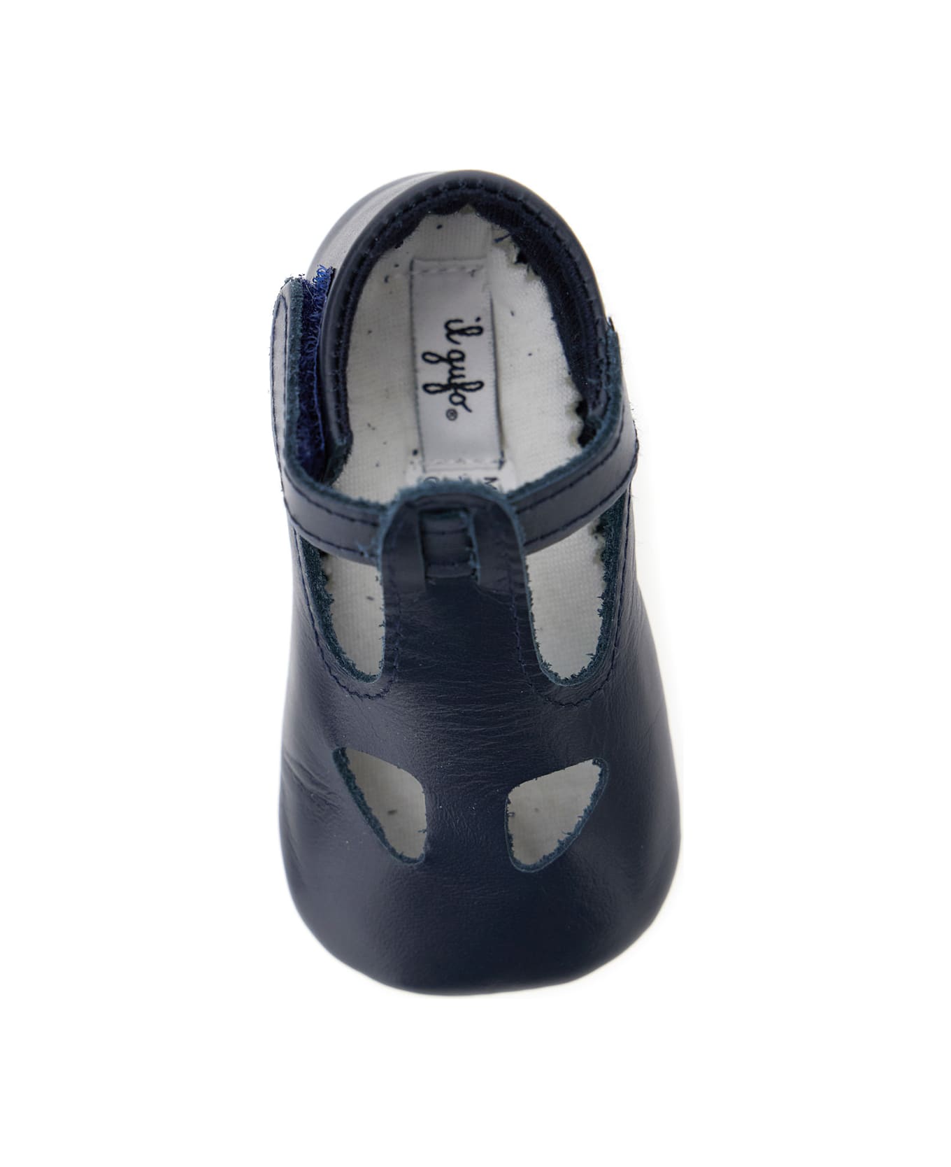 Il Gufo Blue Ballet Shoes With Cut-out On The Front And Touch-strap Closure In Leather Baby - Blu