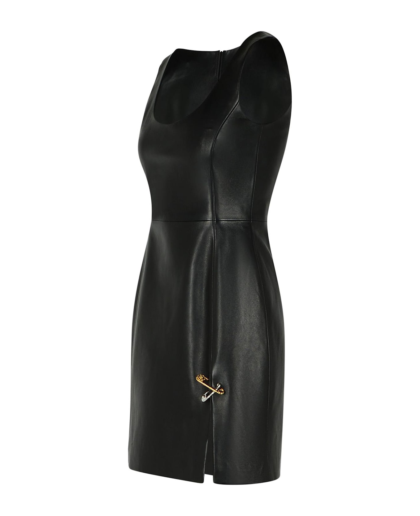 Versace Black Leather Dress - Black