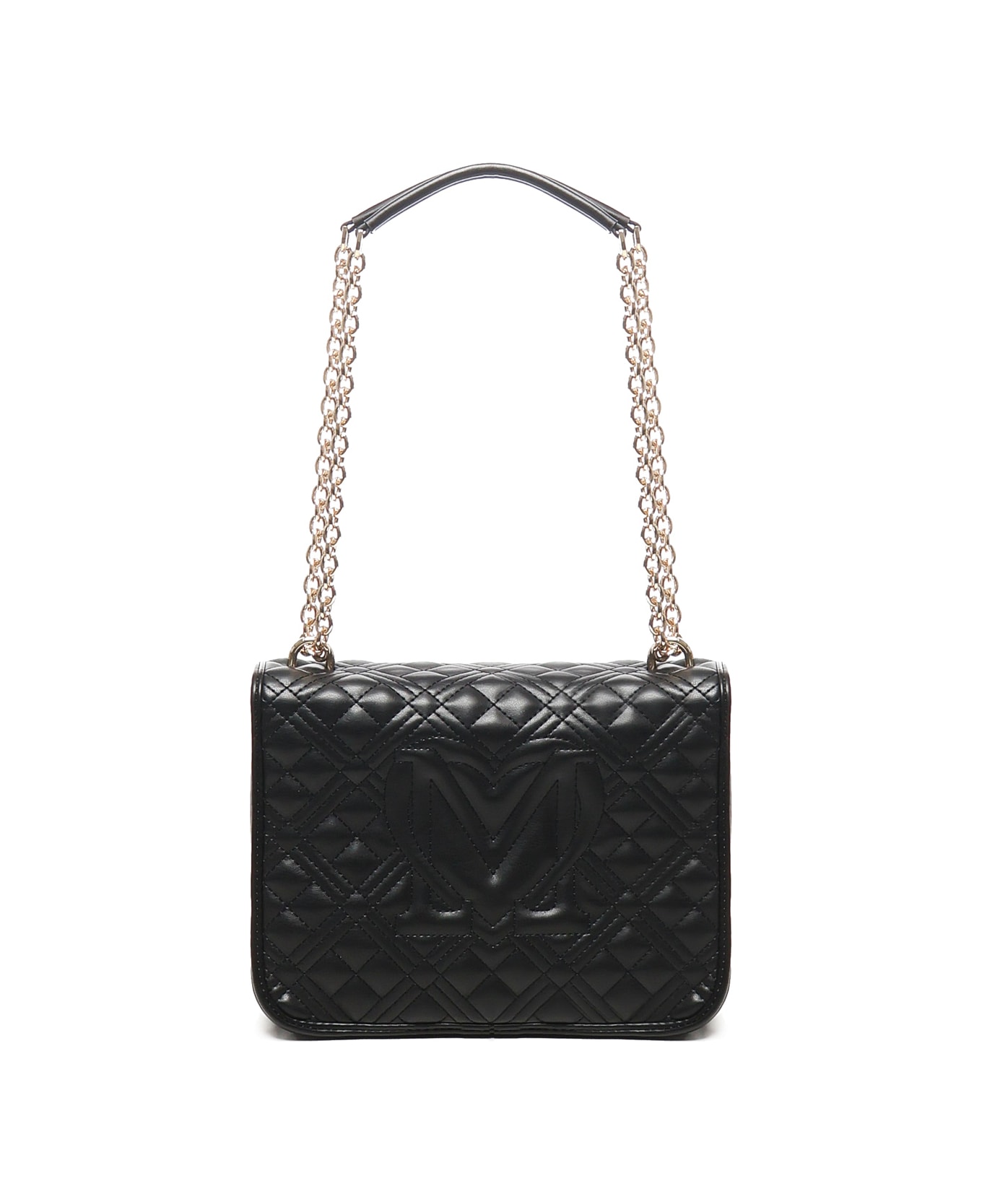 Love Moschino Quilted Shoulder Bag With Logo - Black