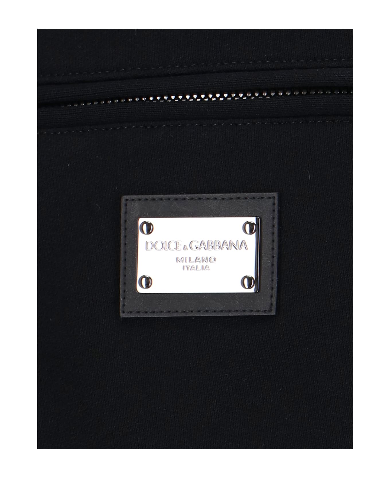 Dolce & Gabbana Jersey Jogging Bermuda With Logo Plaque - Black ショートパンツ