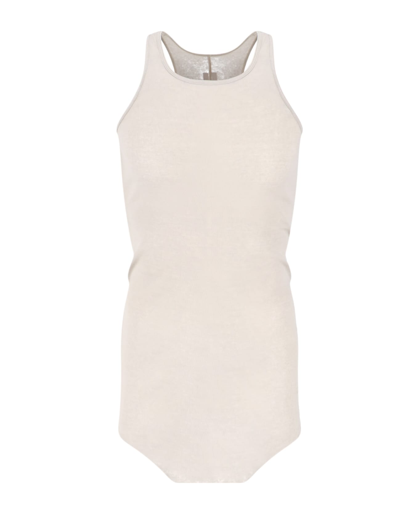 Rick Owens Grey Tank Top With Curved Hem In Cotton Man - Beige トップス