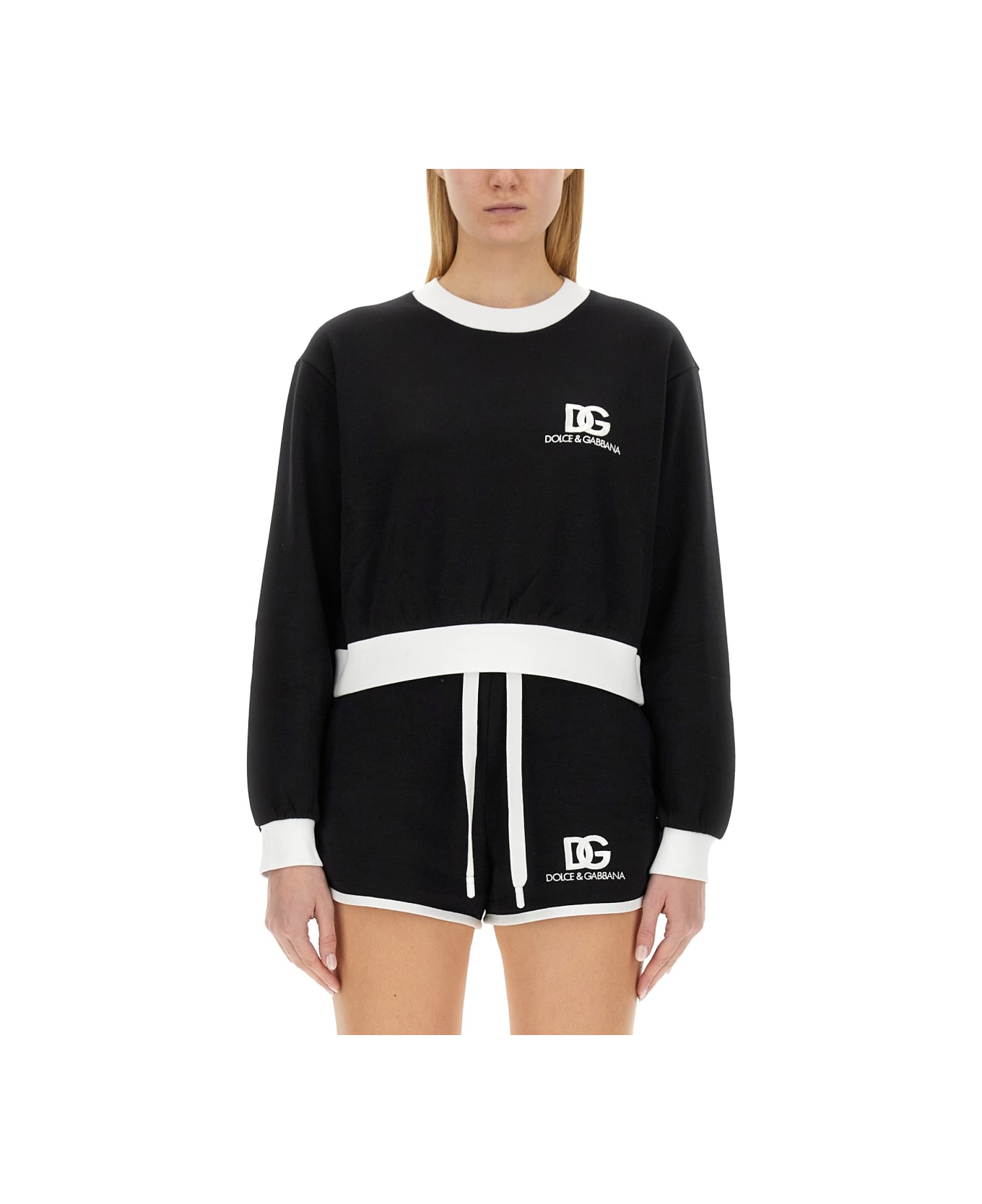 Dolce & Gabbana Sweatshirt With Logo Embroidery - BLACK フリース