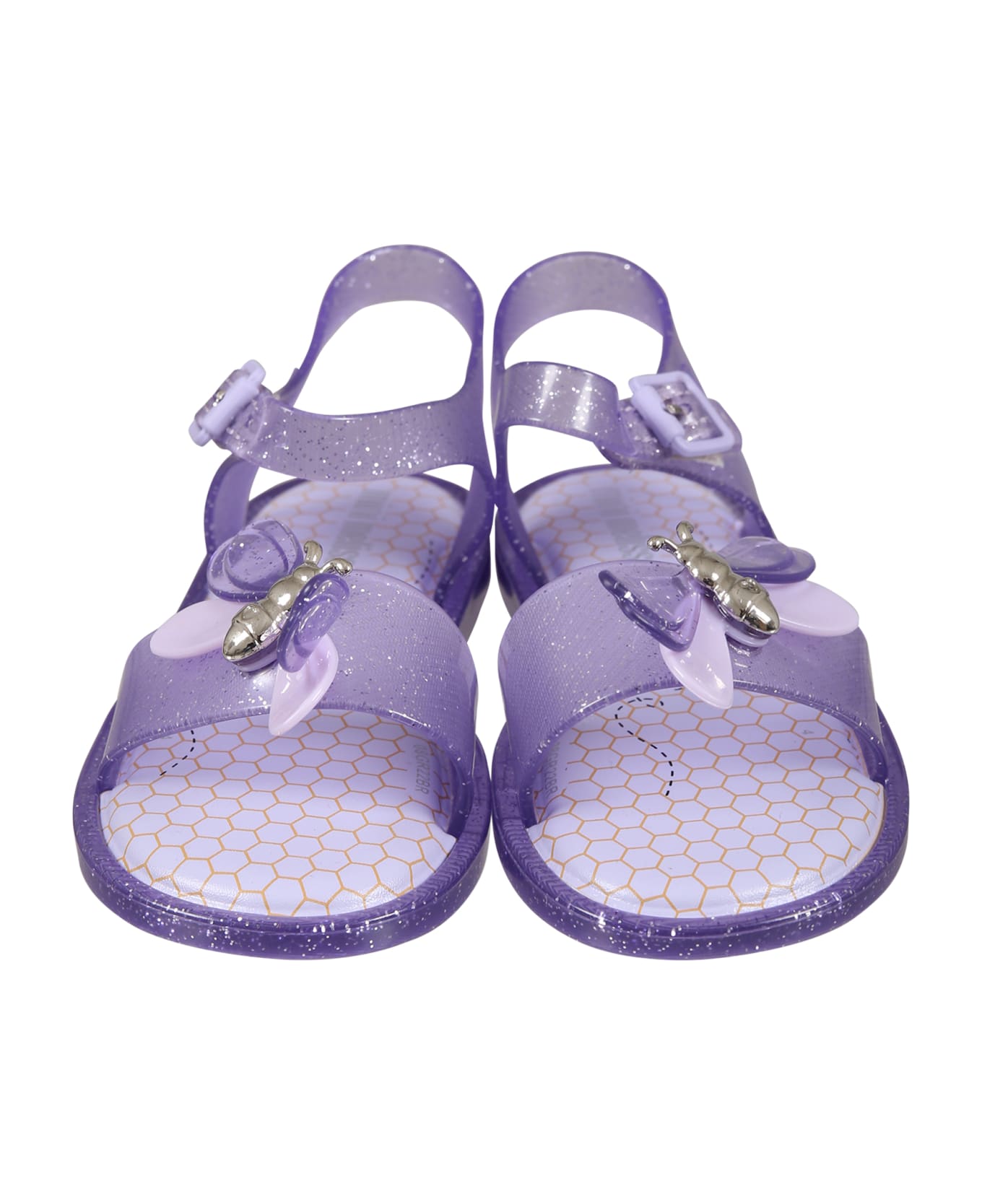 Melissa Purple Sandals For Girl With Butterfly And Logo - Violet シューズ
