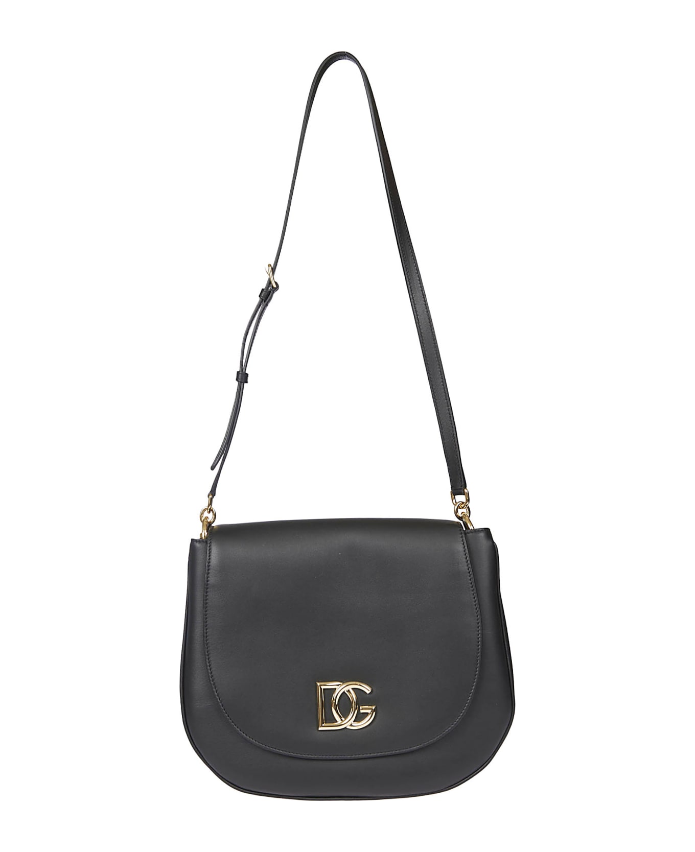 Dolce & Gabbana Logo Flap Shoulder Bag - Black