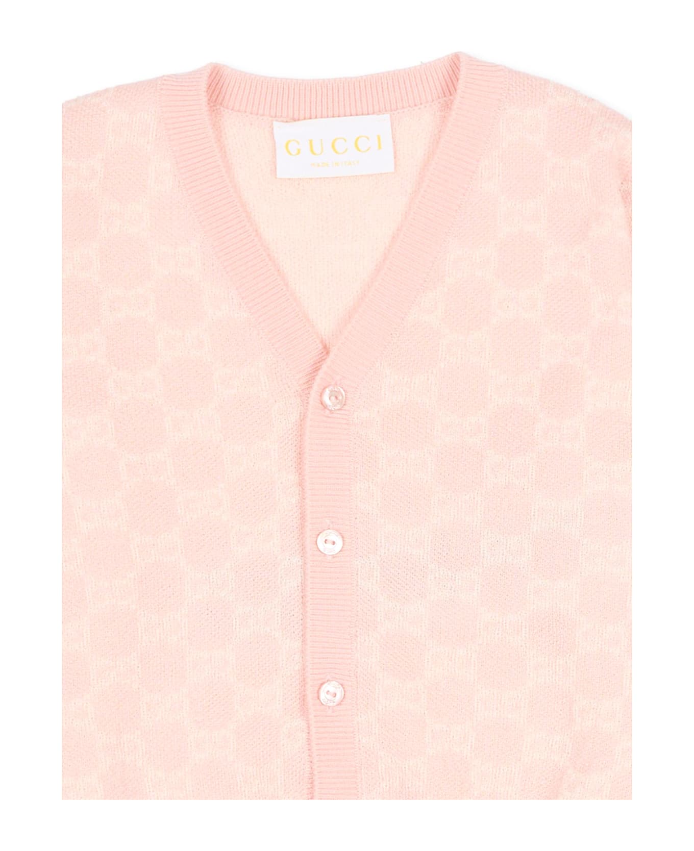 Gucci Pink Cardigan For Baby Girl With Gg - Pink