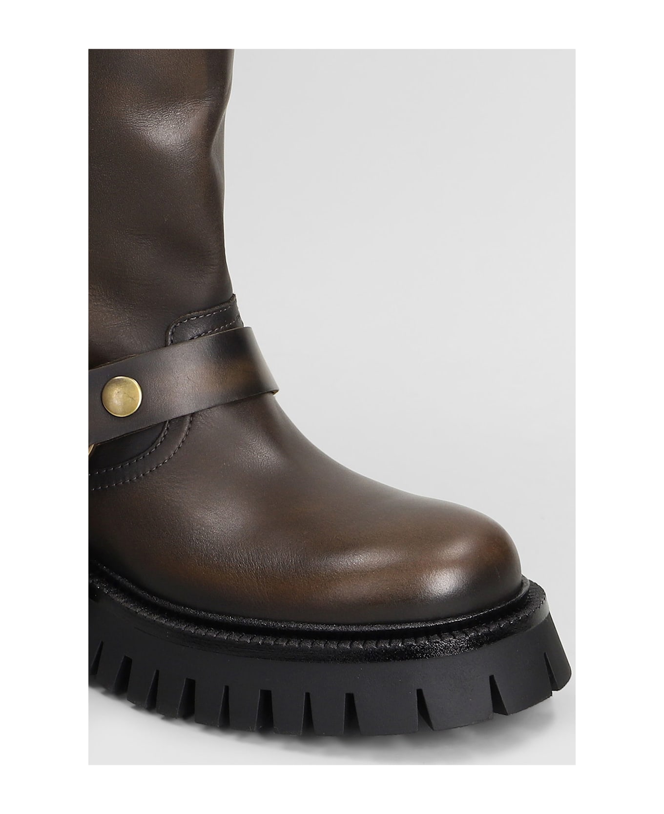 Golden Goose Kurt Chunky Low Heels Ankle Boots In Brown Leather - brown