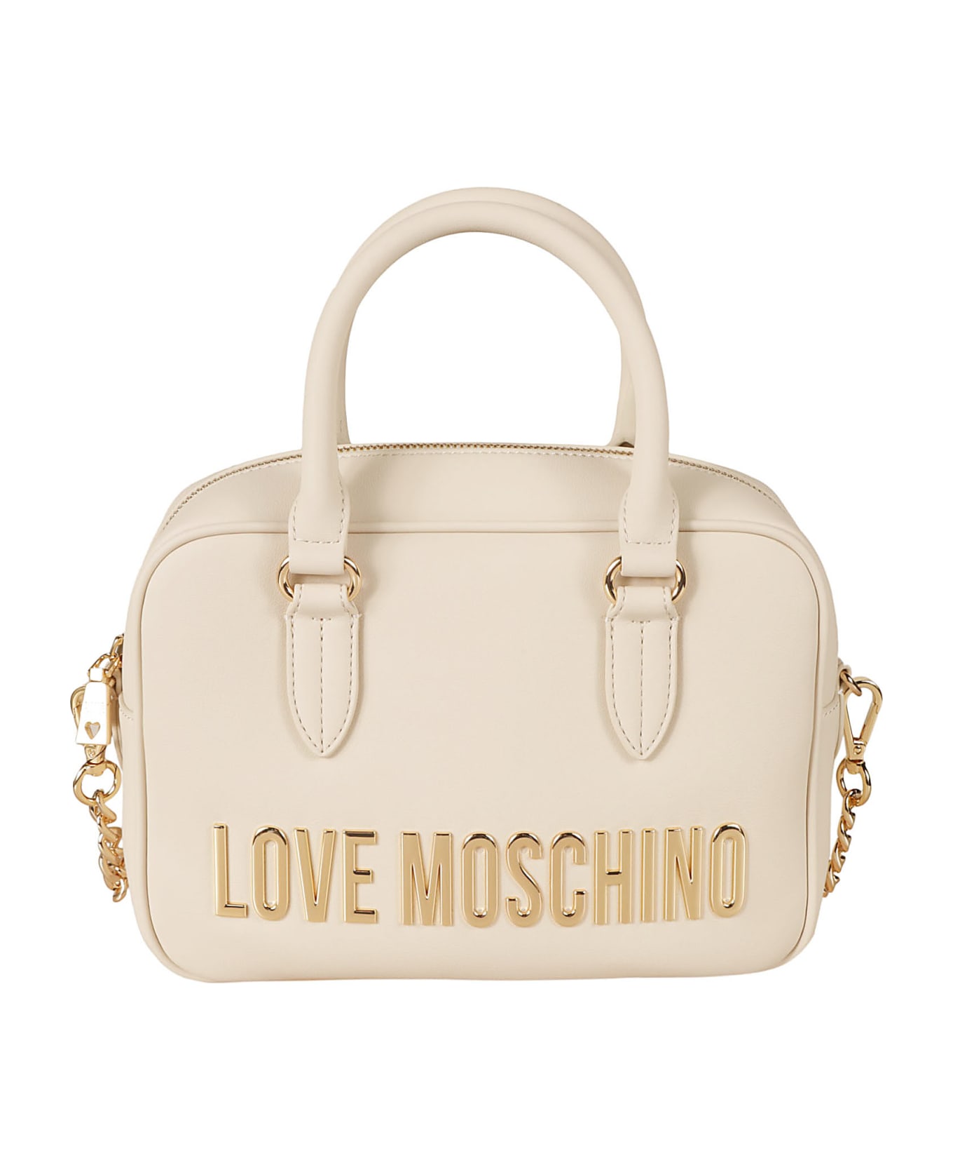 Love Moschino Round Top Handle Logo Embossed Shoulder Bag - Ivory ショルダーバッグ
