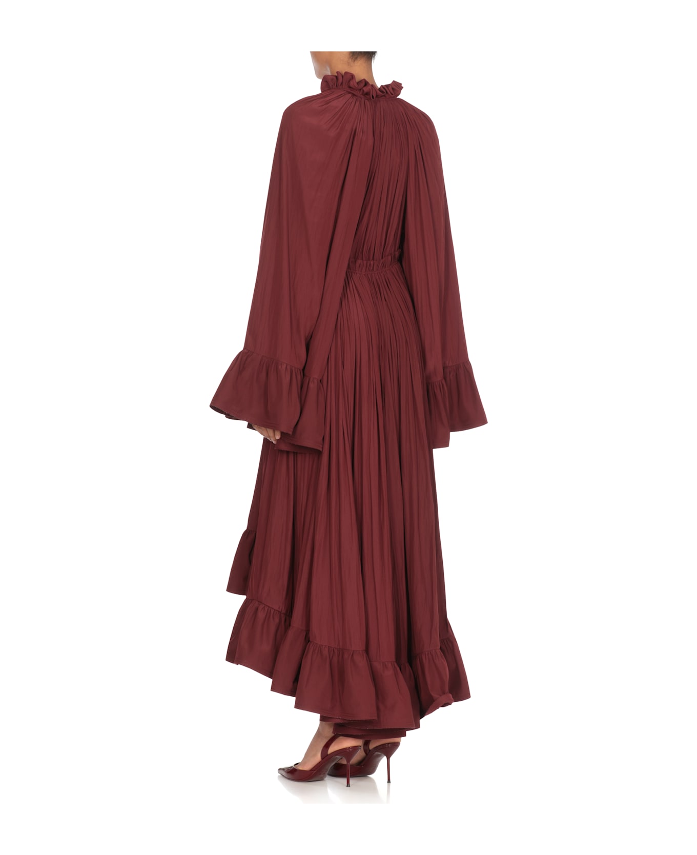 Lanvin Midi Pleated Dress - Bordeaux