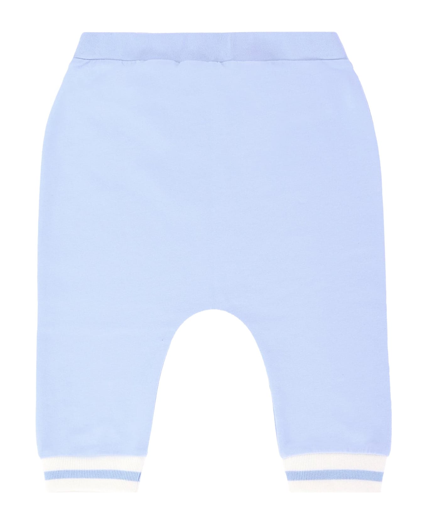 Fendi Light Blue Trousers For Baby Boy With Logo - Light Blue